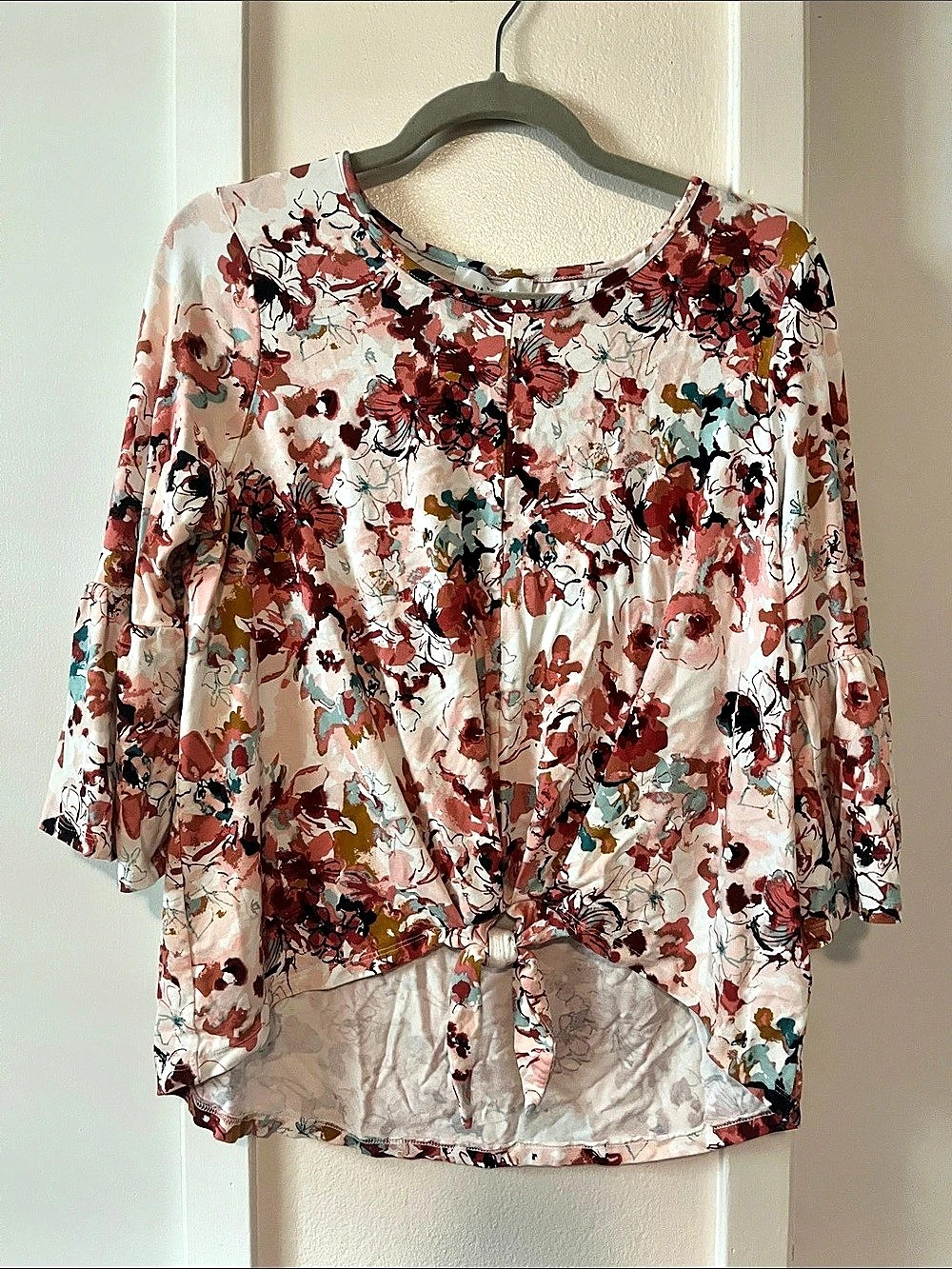 New Directions Floral Blouse in Pink & White Size XL Like New